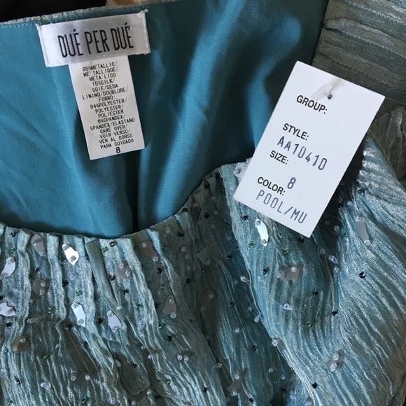 NWT icy blue crinkly beaded shift dress/top size 8 - Picture 8 of 8